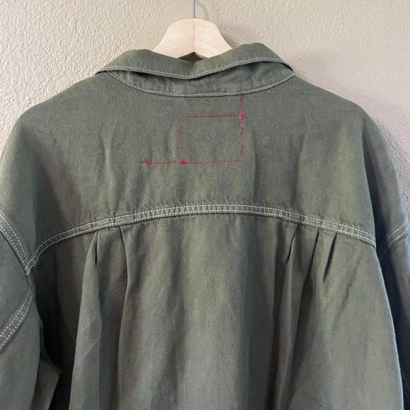 NEW Levi’s Oversized Red Cotton hemp Green denim chore coat - Picture 4 of 16